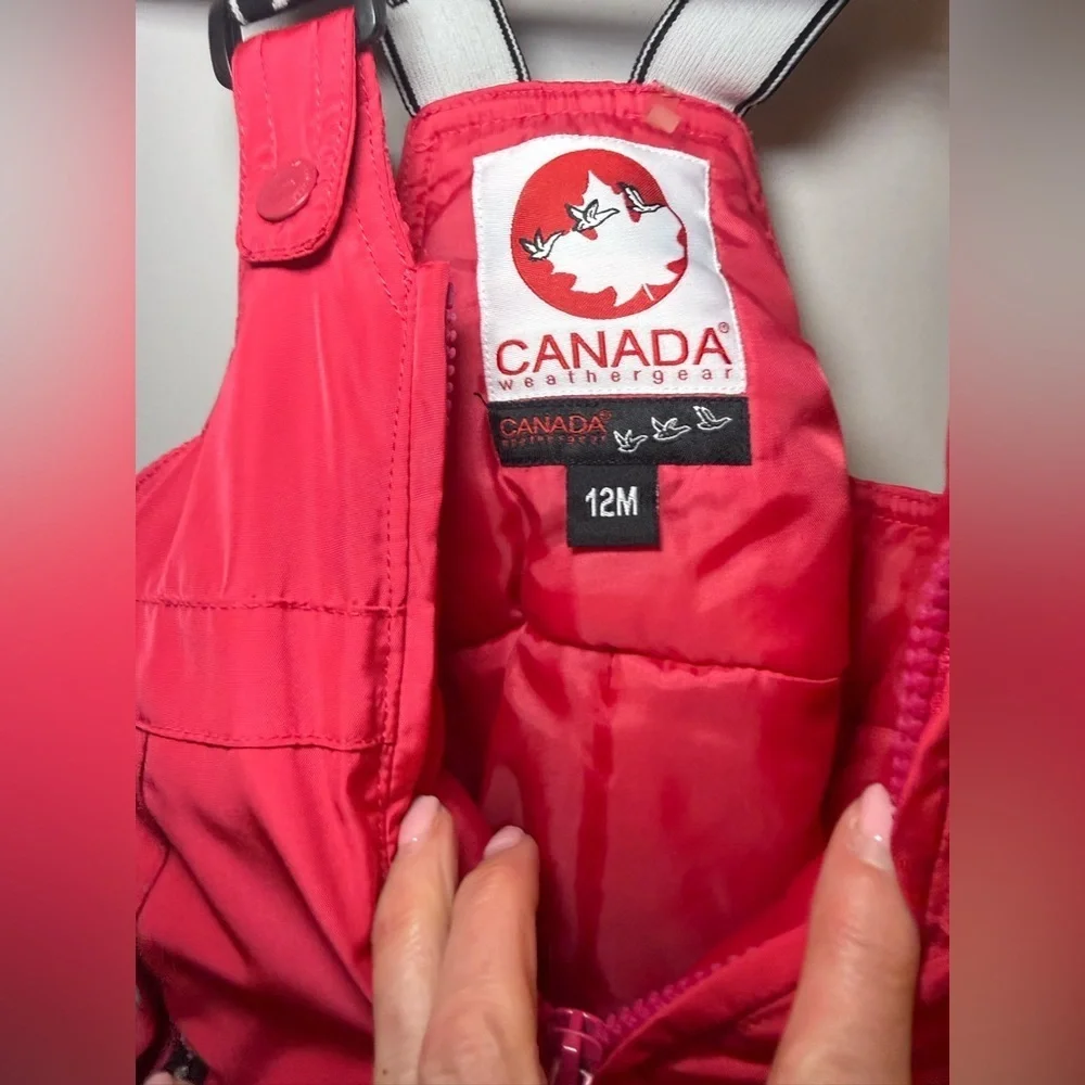 Canada Weather Gear Pink Toddler Snow Bibs 12M Insulated Ski Snow Pants